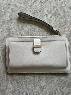 kate spade Cream Leather Wristlet Clutch with Front Pocket
